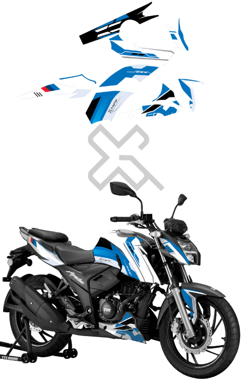 Blue Edition Full Body Sticker Compatible with Apache RTR 160/200 4V | Made in Premium Gloss Vinyl with FPF (Fade Protection Film), Waterproof, Precut Sticker, Pack of 1 Compatible with Both Side 